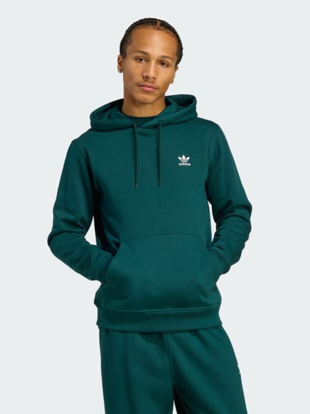 Adidas Originals Trefoil Essentials Hoodie Green S NWOT